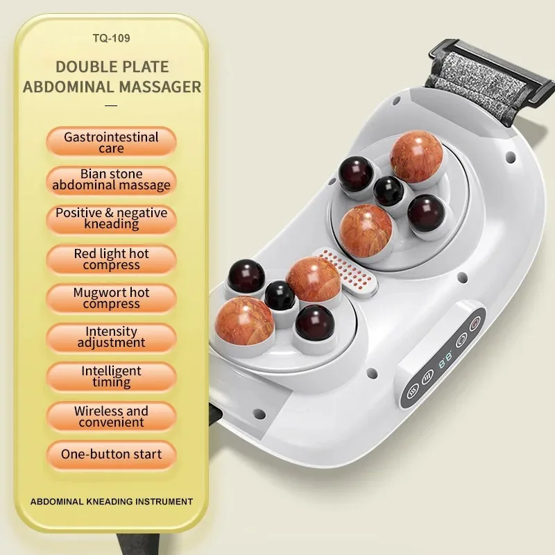 Electric Abdominal Massager Fully Automatic Neck Back Waist Massage Bian Stone Tummy Kneading Instrument Wireless Protable Gift
