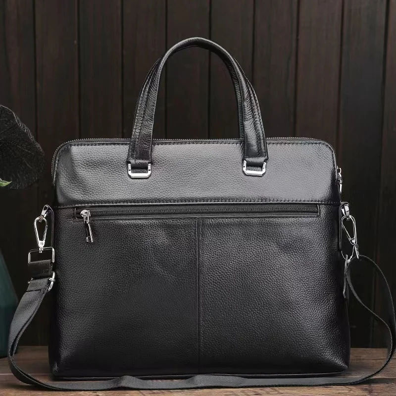 Maleta executiva masculina com zíper, bolsa de couro para documentos, bolsa de luxo para mensageiro, bolsa masculina para laptop, nova