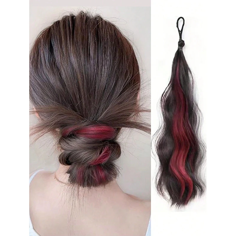 

Self-wrapped bun hairstyle, curly hair with tie-dye, false hair, and a pair of hair bundles