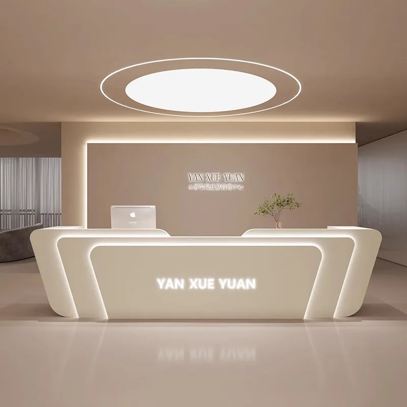 

Cashier Reception Desks Modern Bar Counter Office Shop Long White Reception Desk Luxury Bureau Meuble Beauty Salon Furniture