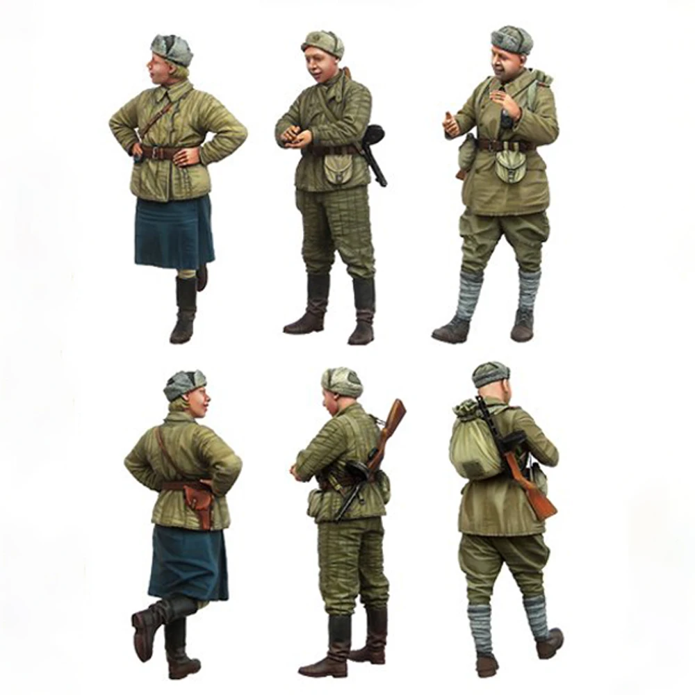 1/35 Resin Model Figure Kits GK , Three People，Military Theme，Unassembled And Unpainted，105REC