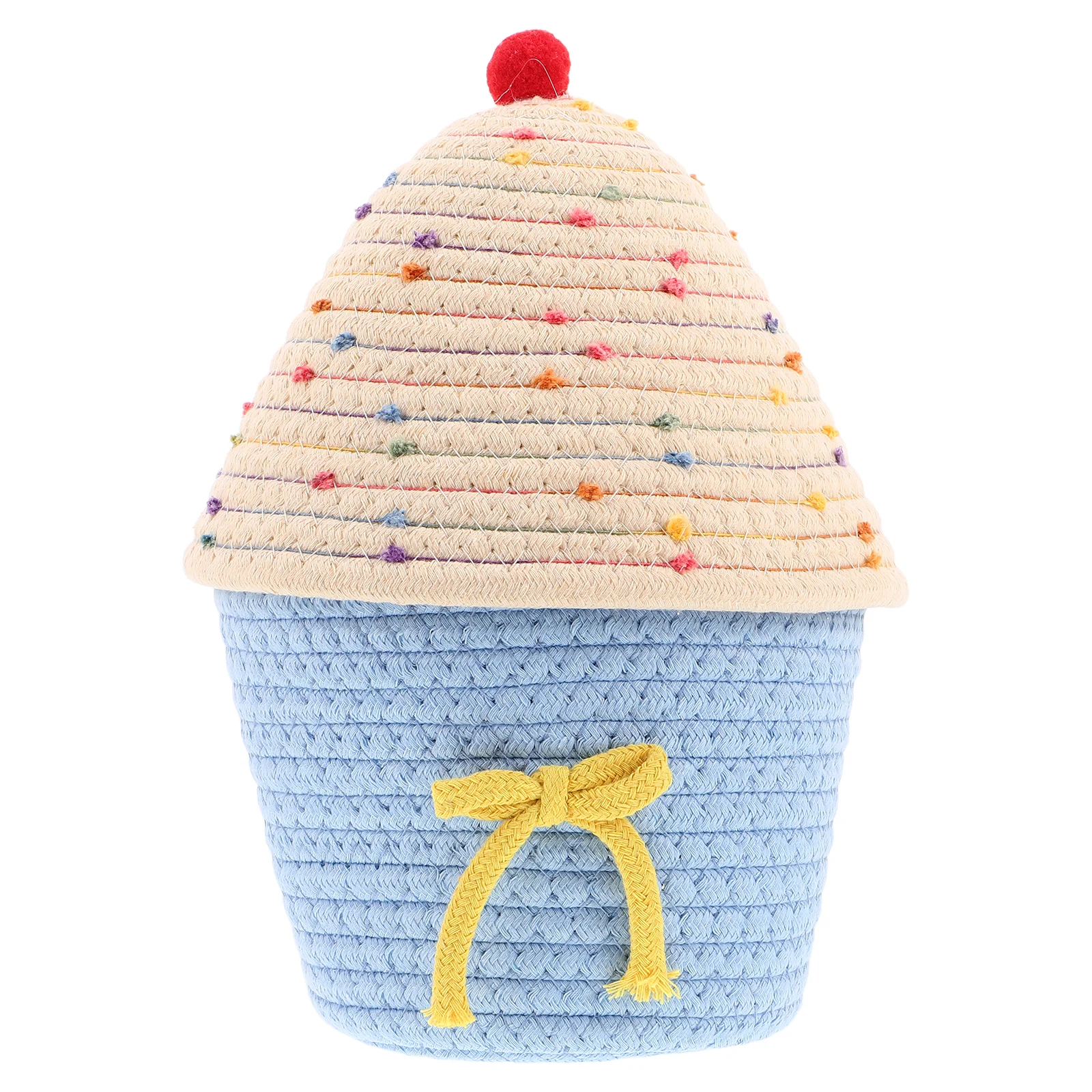 

Creative Storage Basket For Towels Aesthetic Cotton Rope Lidded Children Room Decor Boho Desktop Cotton Woven Storage Basket