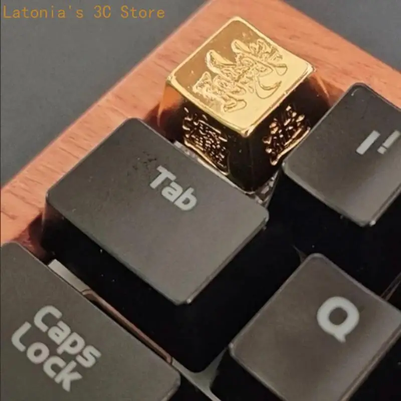 Luxuriöse Tastaturtaste aus goldfarbenem Messing, verziert mit chinesischen Schriftzeichen X3UB – Detail 5