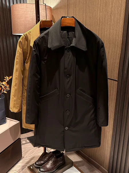 

Высококачественная мужская пуховая куртка с двойным воротником, средней длины, белая, модная, городская, ветрозащитная, с длинными рукавами