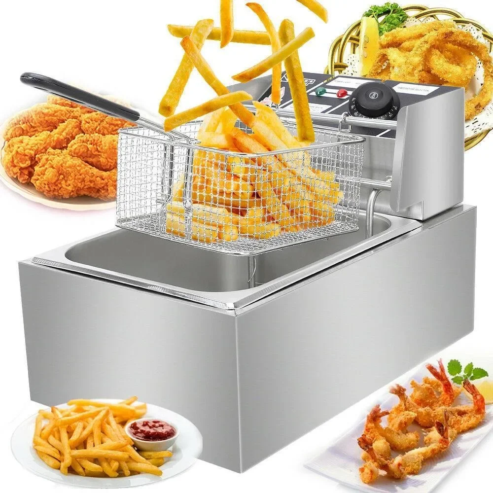 

2500W 6.3QT Electric Countertop Deep Fryer Basket Restaurant 6L Liter
