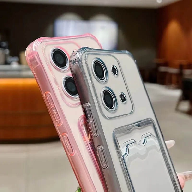 Luxuriöse transparente Kartenfach-Handyhülle für XiaoMi Redmi 13C 14C 15C 4G Note 12 13 14 15 Pro Plus 5G, durchsichtige Wallet-Rückabdeckung – Detail 3