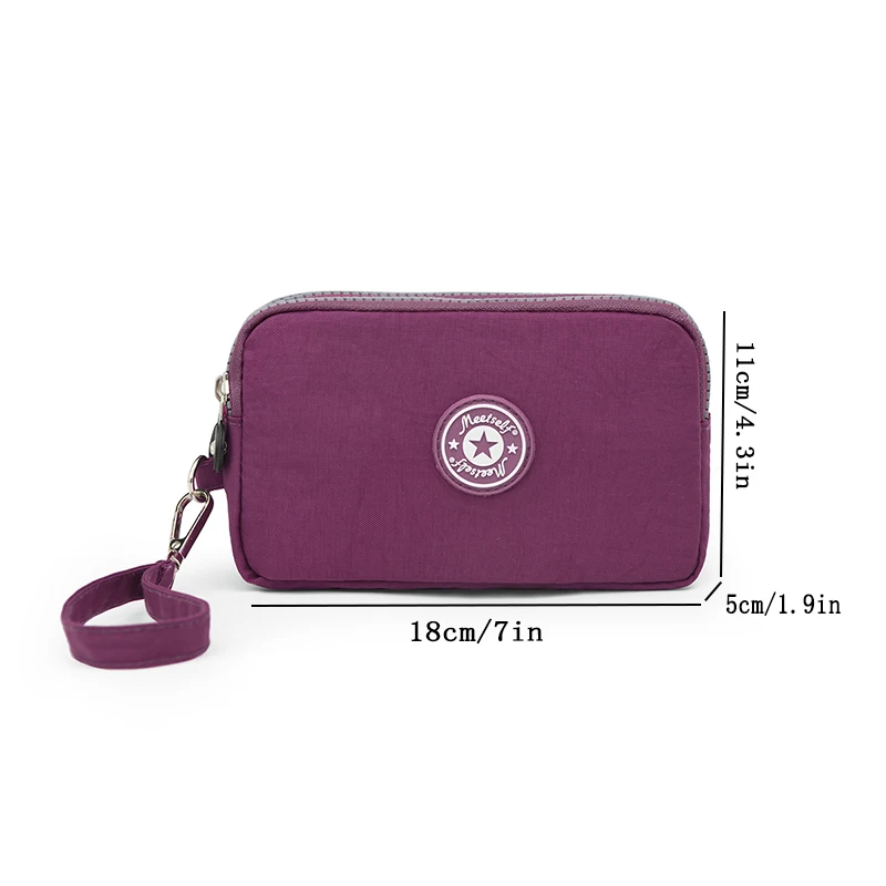 Three-layer Zipper short Mobile Phone Bag Fashion Hand Makeup WOMEN's Bag Portable change Waterproof Multi-layer Pocket Bag image 5