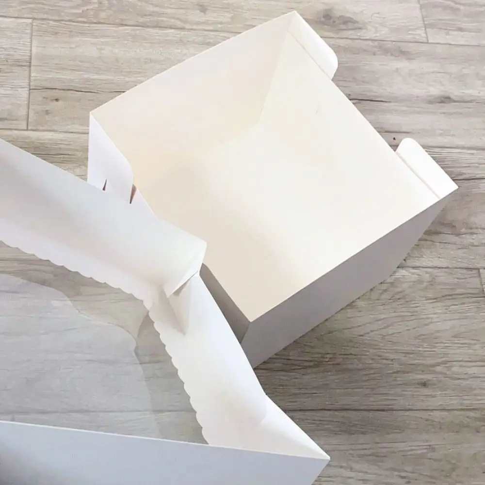 Professional White Cardboard Cake Packaging Box Transparent Window Pastry Holder Bakery Container For Maileson