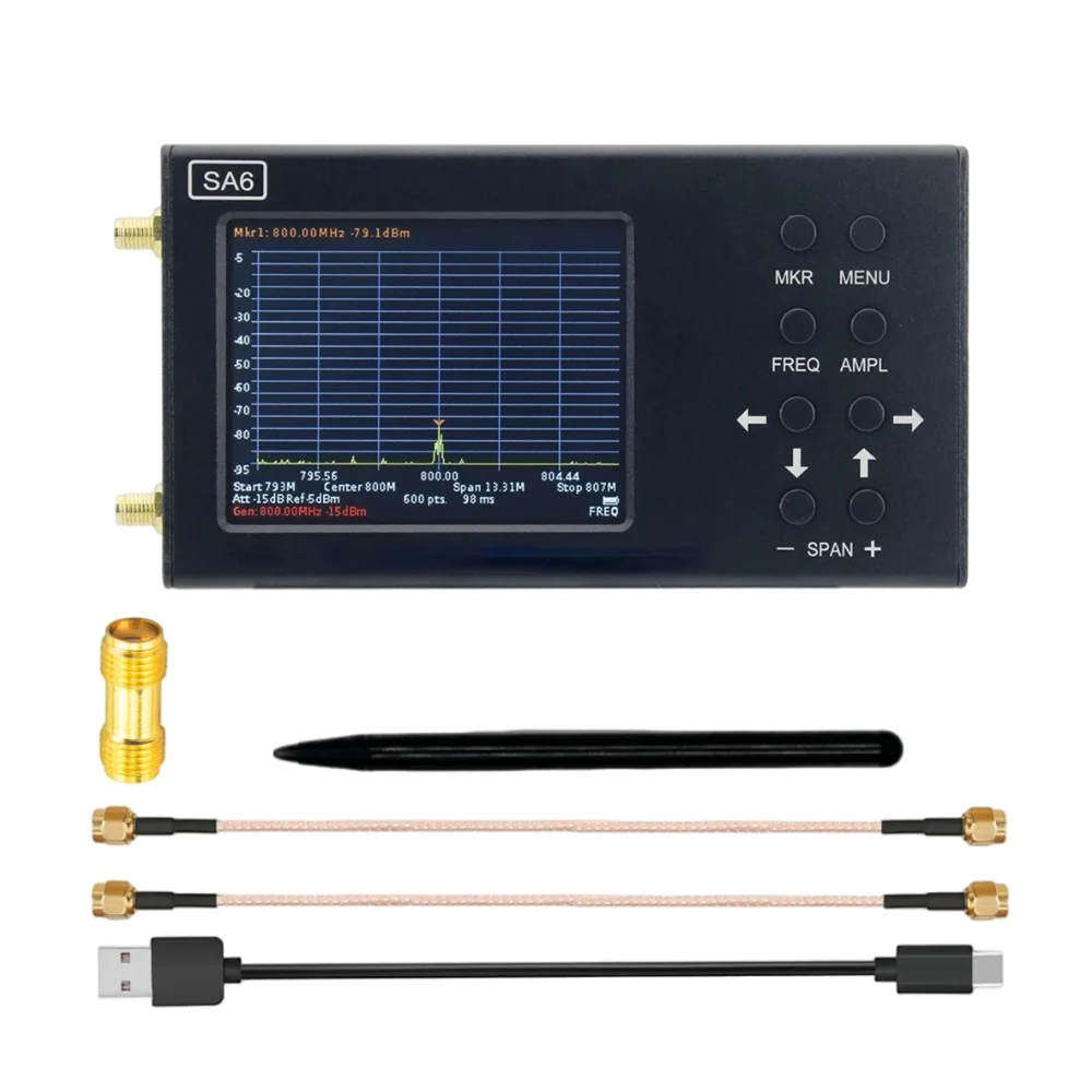 Nanovna SA6 Portable Spectrum Analyzer Signal Generator 35-6200Mhz Signal Measurement Boosters Amplifier Magnetic Field Probe