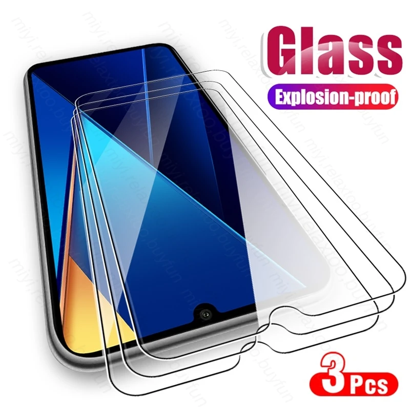 For Xiaomi Poco C65 4G Glass 3PCS Tempered Glass Screen Protector PocoC65 Pocophone Poko Poko C65 C 65 65C Protective Film Cover