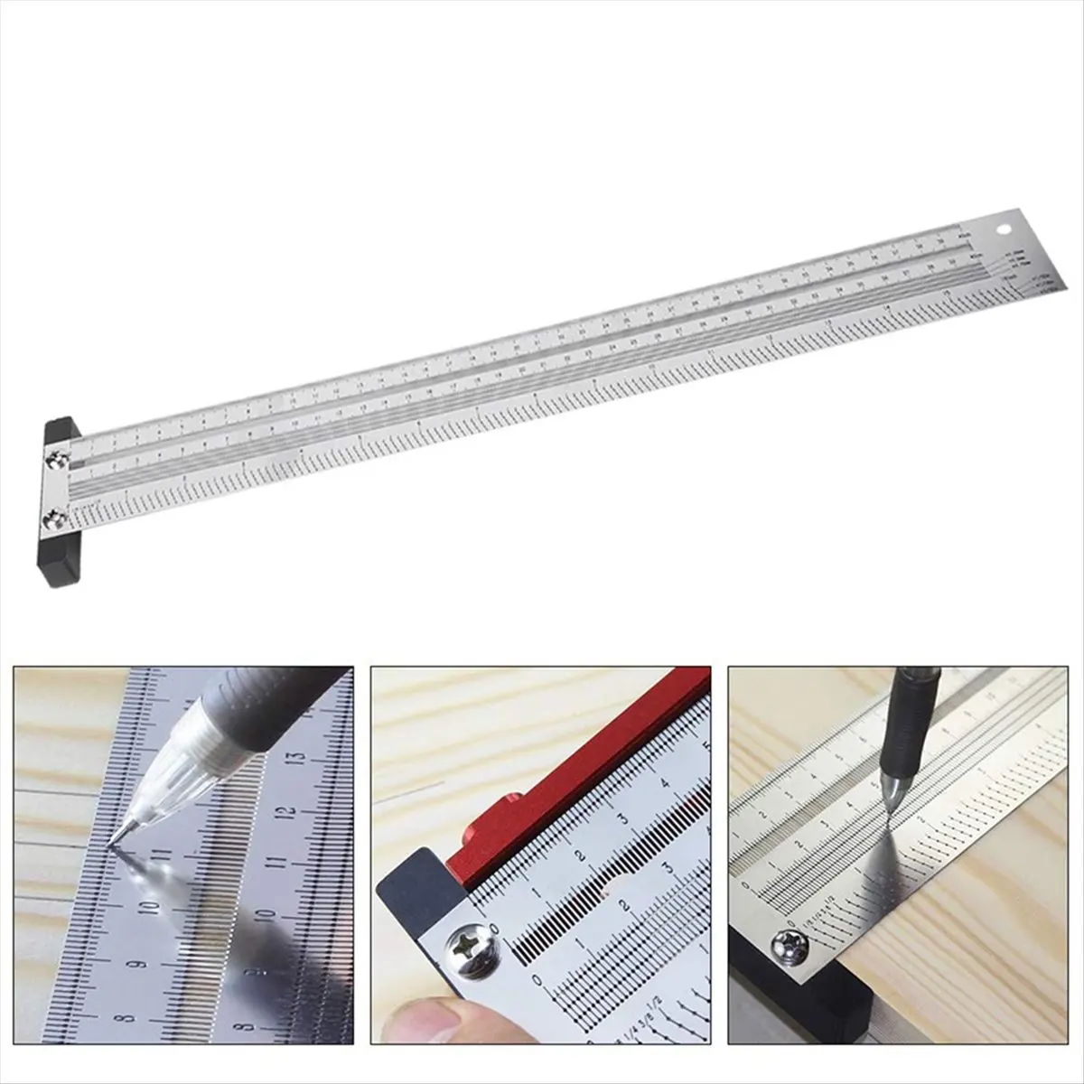 Top Sale Ultra Marking Ruler, Stainless Steel Metric Version Woodworking Scribing Ruler Gauging High T Square