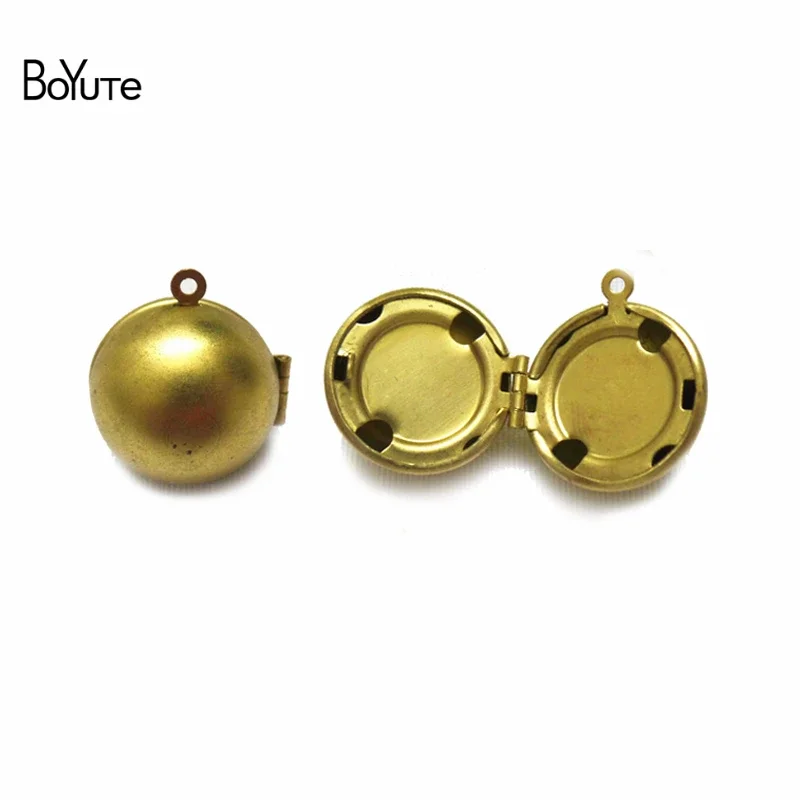 BoYuTe (100 Pieces/Lot) 18MM Round Ball Brass Locket Pendant Materials Factory Supply Handmade Diy Jewelry Accessories Wholesale