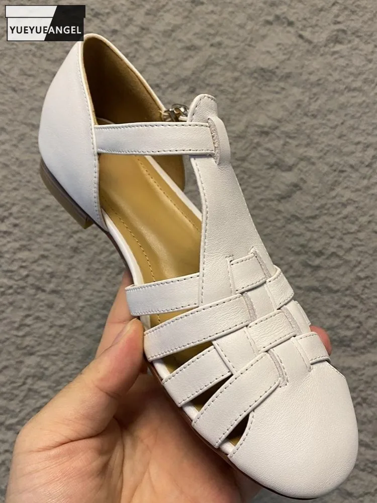 

Женские сандалии из натуральной кожи в стиле ретро, повседневное ношение на улице, Т-образный ремешок с пряжкой, однотонные женские сандалии на низком каблуке, увеличивающие рост