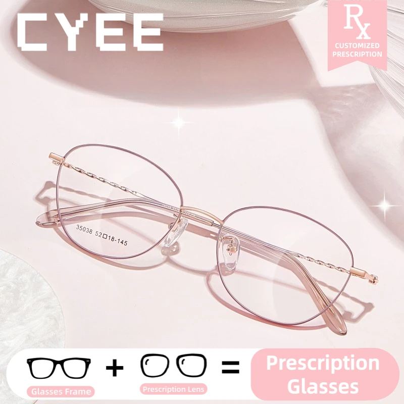 

CYEE Lightweight Design Photochromic Myopia Eyeglasses Anti Blue Fashion Ray Cat Eye Glasses Custom Prescription Optical Eyewear