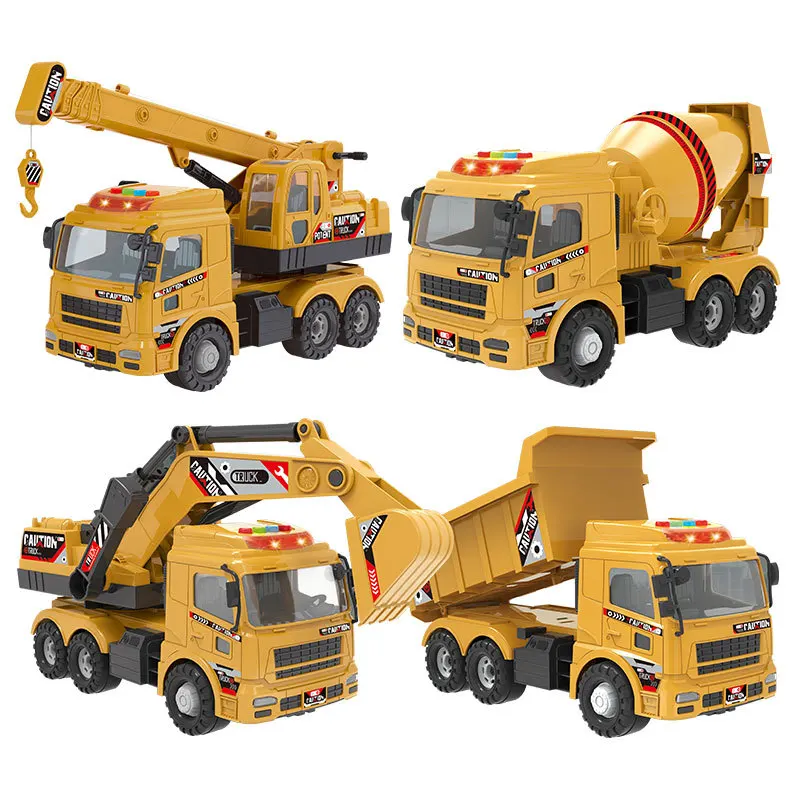 Children\'s large inertial engineering vehicle simulation excavator model transport vehicle dumper music toy boy gift