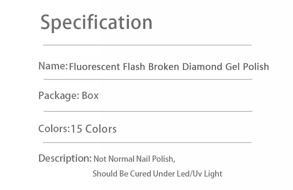 Vendeeni 15 Farben Fluoreszenz-Flash-Broken-Diamond-Gel-Nagellack TPO HEMA-FREI Glitzer UV Soak-Off Gel-Lack mit Display – Detail 16
