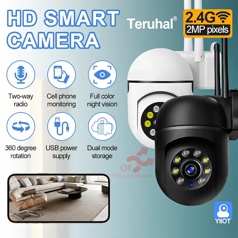 Wireless Surveillance Camera 1080P HD Night Vision WiFi IP Camera for Home Security AI Human Tracking Outdoor CCTV Camera