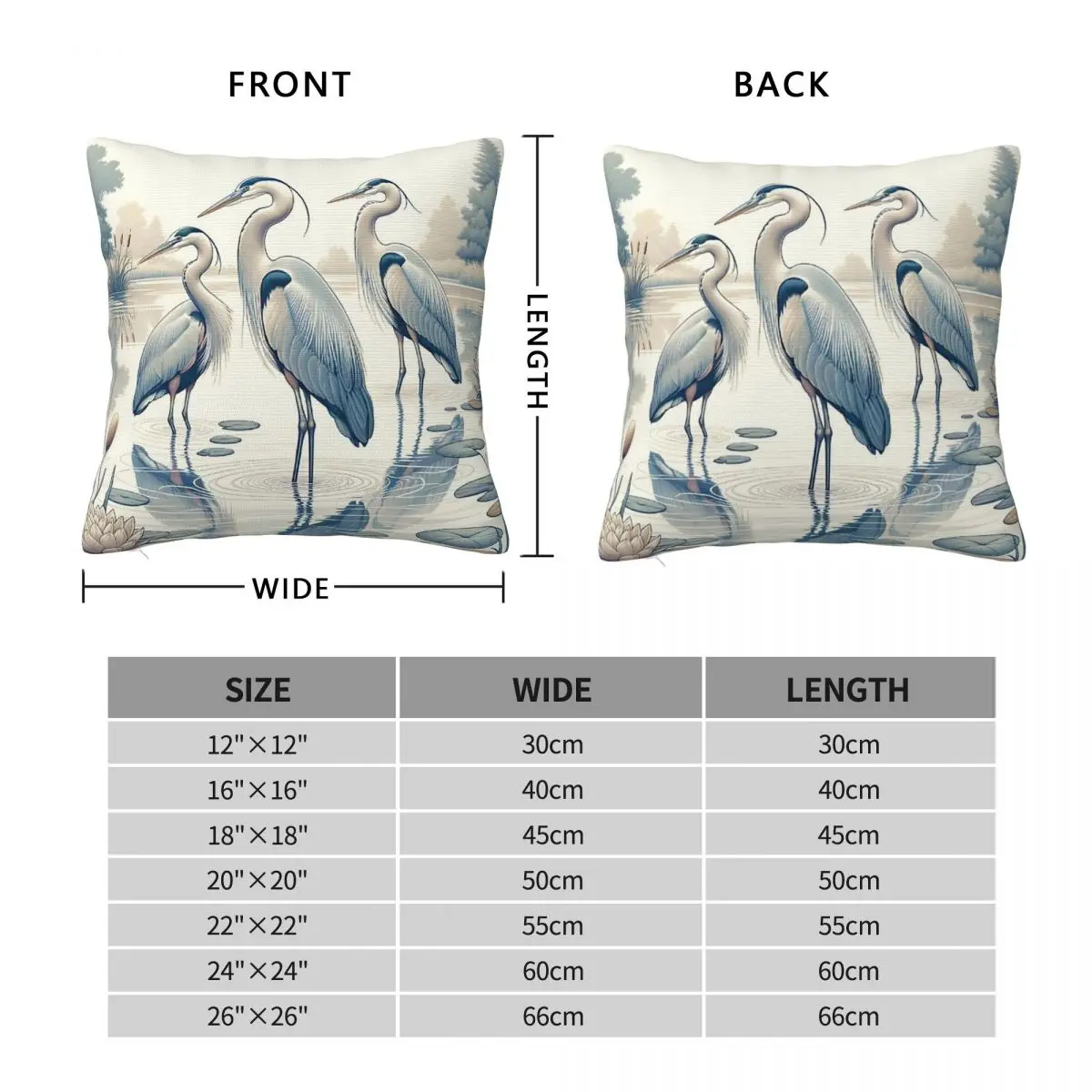 Great Blue Heron Birds Pillowcase Polyester Linen Velvet Pattern Zip Decor Pillow Case Sofa Seater Cushion Case 18