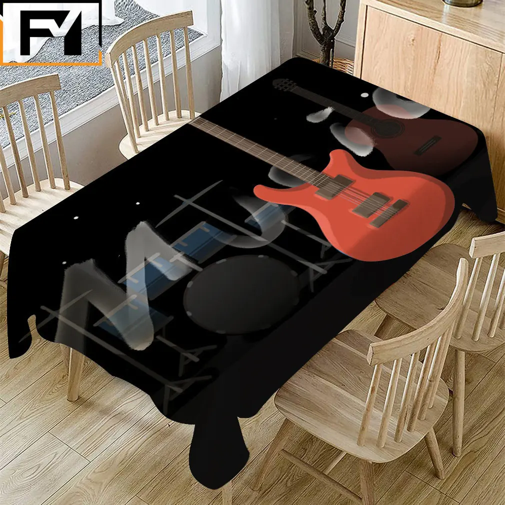 Best Selling Music Guitar Print Pattern Table Cloth Party Wedding Decoration Home Living Room Bedroom Coffee Table Table Cloth