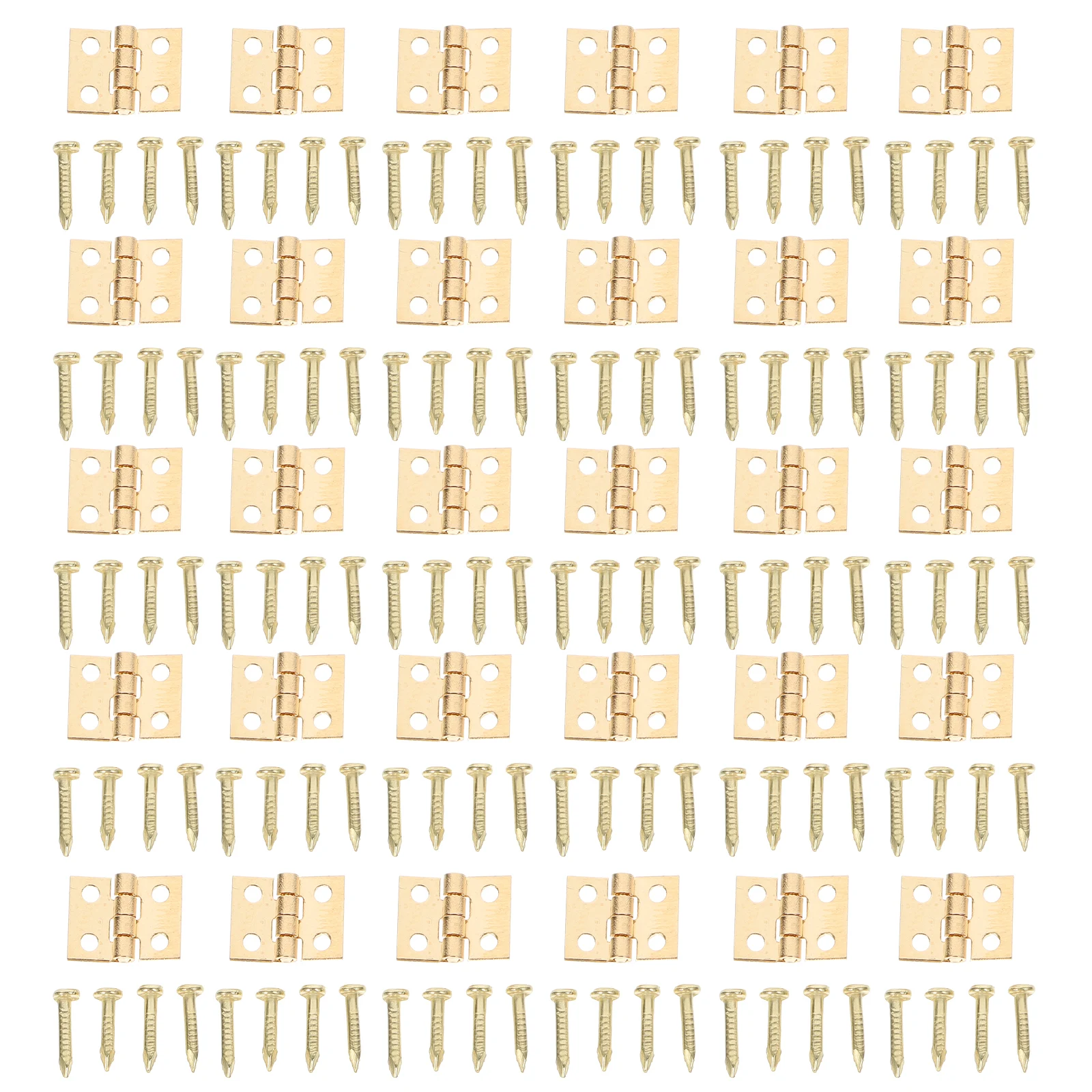 

50pcs Yellow Hinges Nails Set Durable Decorative Butt Hinge for Wooden Boxes Jewelry Cabinet Furniture Door Drawer