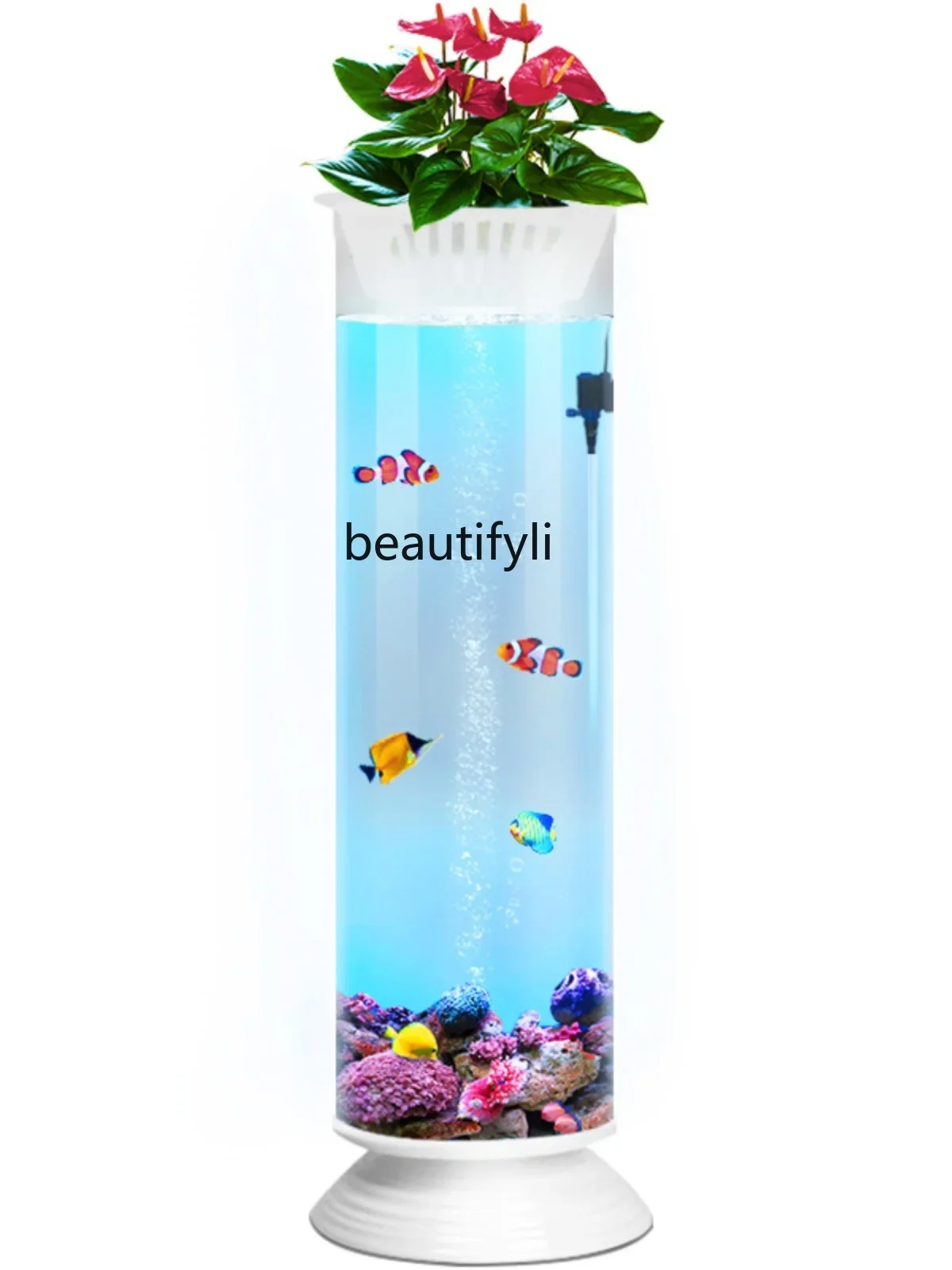 

Living Room Small Cylindrical Fish Tank Vertical Goldfish Aquarium Acrylic Change Water Ecological Floor