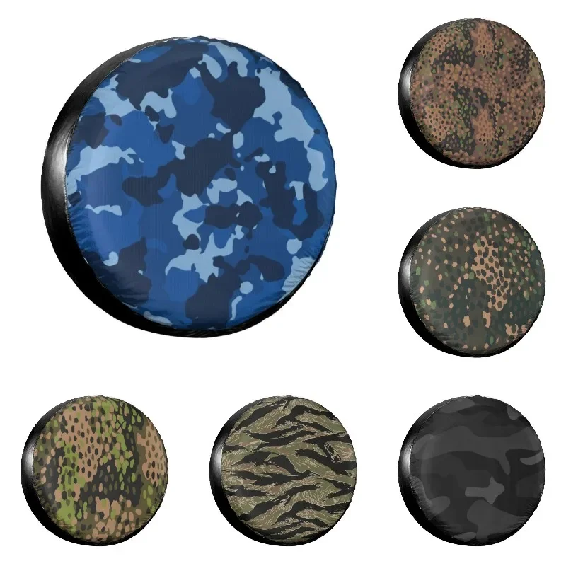 Camouflage Army Air Force Blue Spare Tire Cover Dust-Proof Military Camo Wheel Covers for Suzuki Mitsubish 14