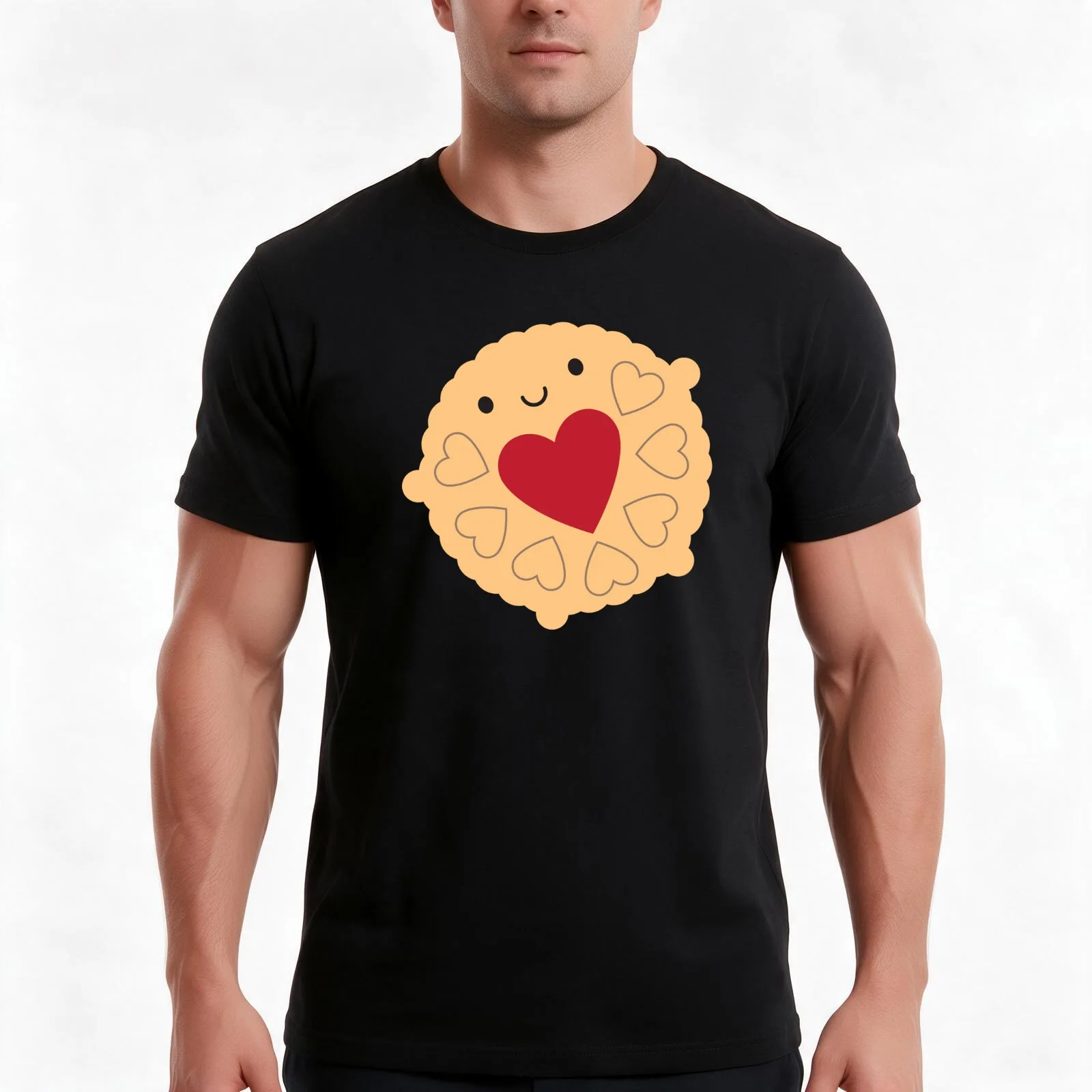Kawaii Jammie Dodger Biscuit T-Shirt, Summer Casual Cotton Tee, Oversized Streetwear Tops, Vintage Graphic Print, 100% Cotton