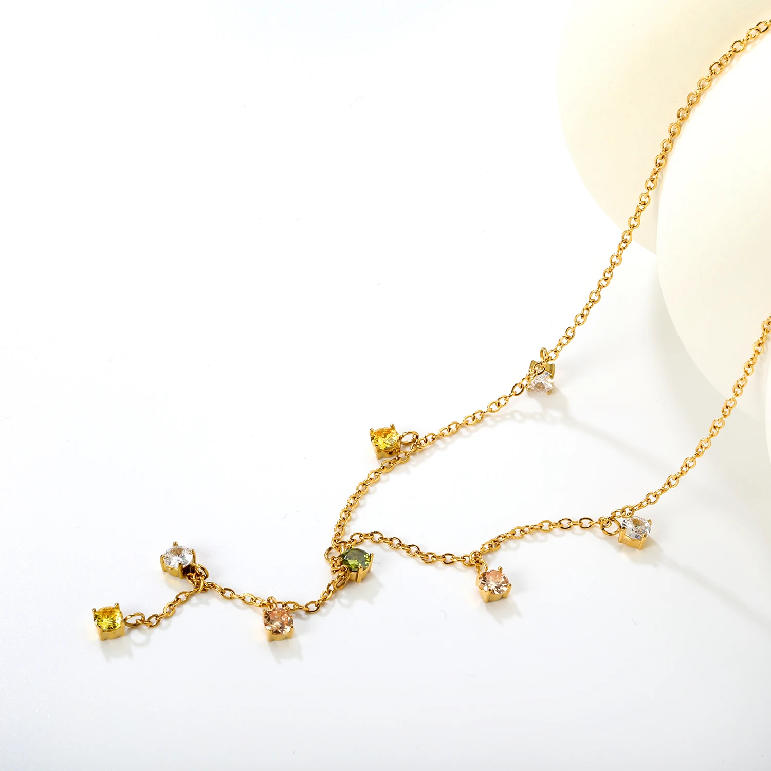 Mehrfarbige Diamant-Anhänger-Pullover-Kette, Kragen-Halskette, elegante Mode, INS-Schmuck für Frauen, wasserdicht, Party-Accessoires, Geschenk