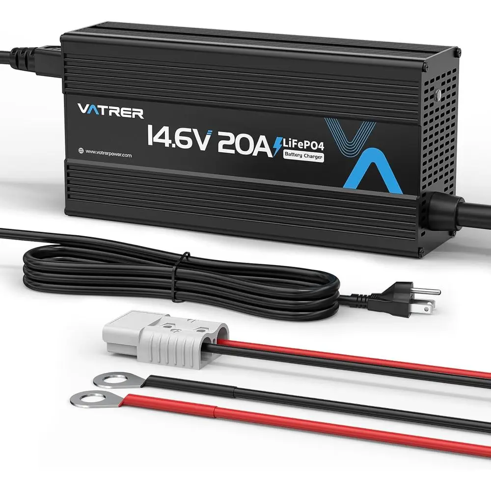 

Зарядное устройство для литиевой батареи 12–14,6 В, 20 А. Зарядное устройство LiFePO4 14,6 В с активацией 0 В, светодиодным индикатором и разъемом Anderson для 1 шт.