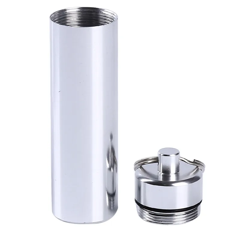 Portable Stainless Steel Small Bottle Needle Thread Barrel Aluminum Alloy Pill Bottle Cartridge Toothpick Ear Spoon Jar Keychain