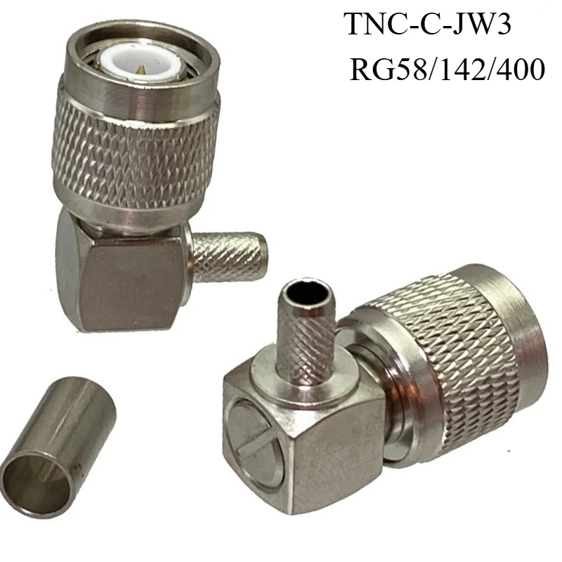 TNC Male Right Angle Crimp Connector TNC Plug for RG58 RG142 LMR195 RG400 Coax Cable 50 Ohm