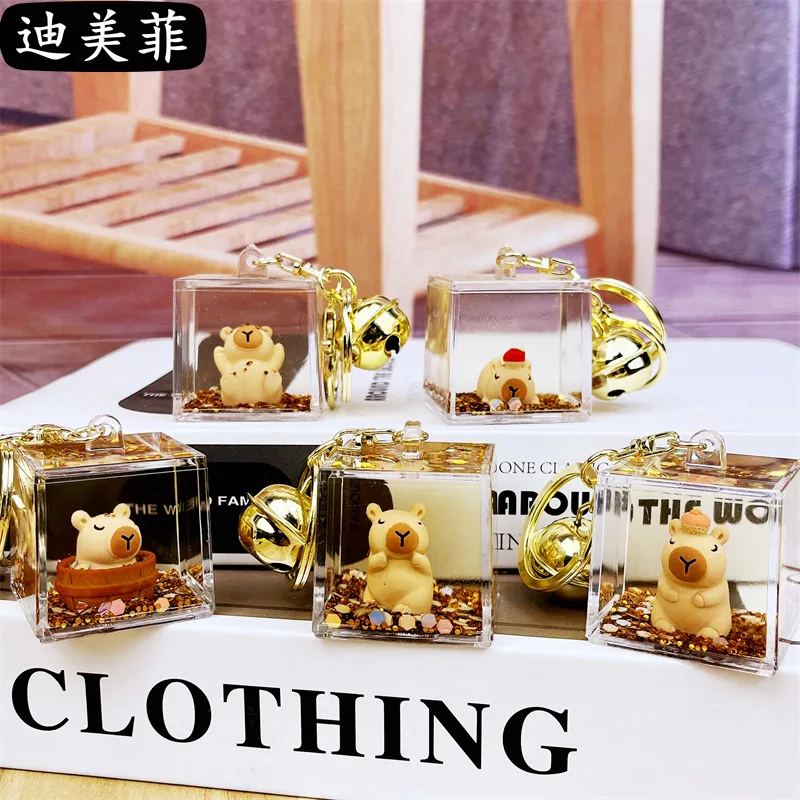 Creative Oil Entry Quicksand Bottle Card Keychain Doll Pendant Cartoon Hanging Ornaments Small Gift Wholesale