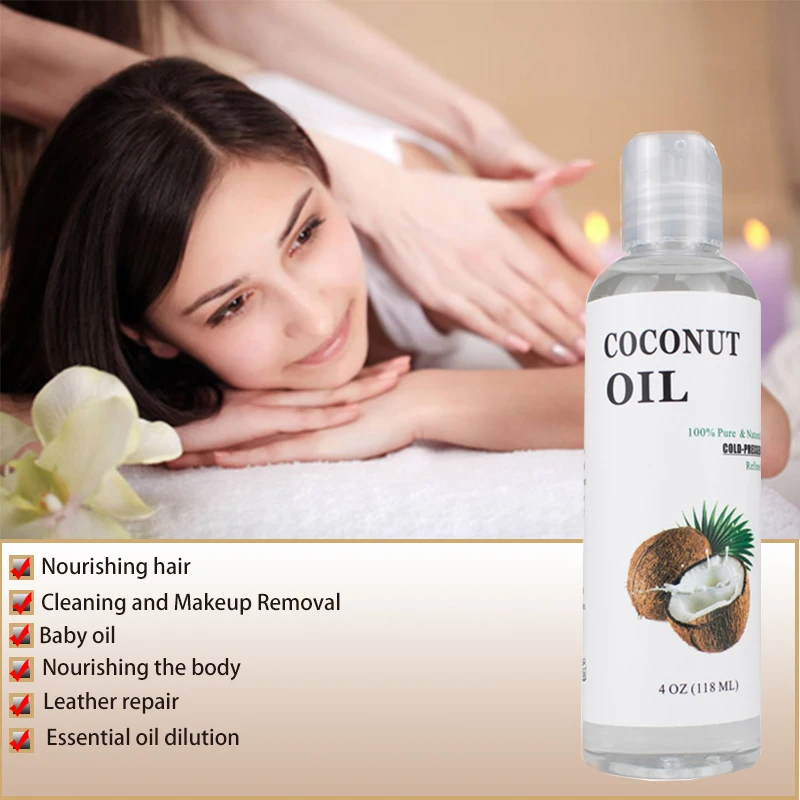 Fractionated Coconut oil Massage body Makeup removal Skin care Hair care Diluted base essential oil Baby oil