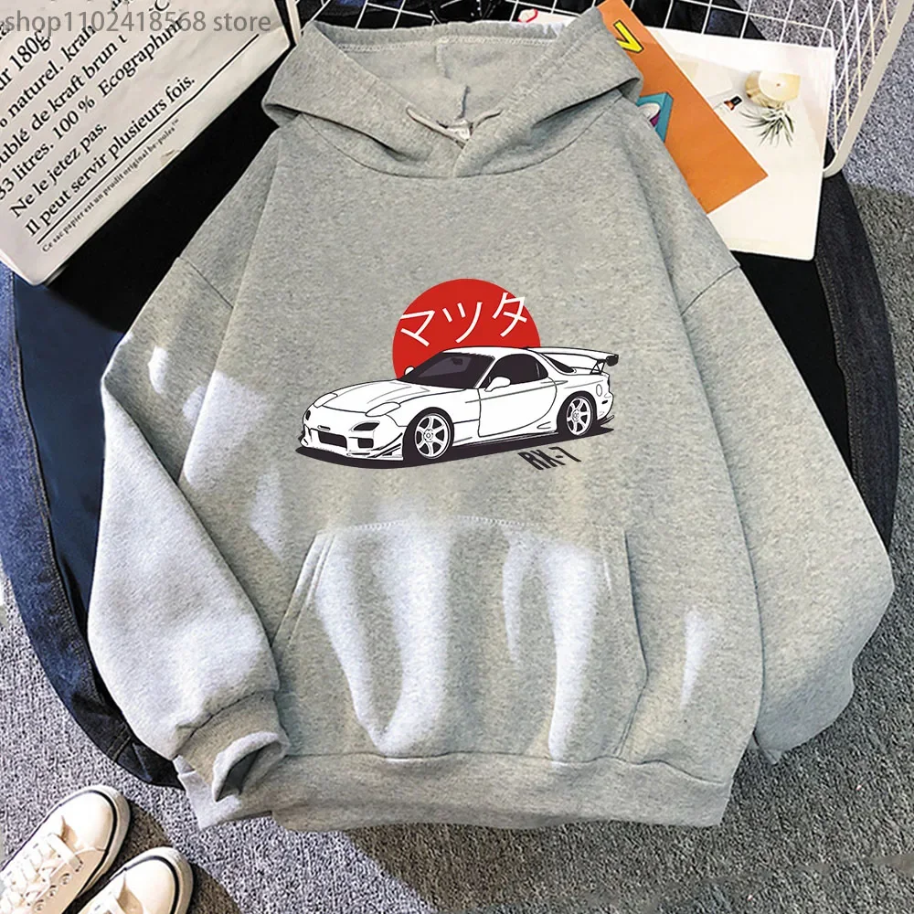 Anime Initial D Hoodies Mazda RX7 Printed Sweatshirt Men Fashion Tops Hoodie Streetwear Women JDM Automobile Culture Y2k Clothes