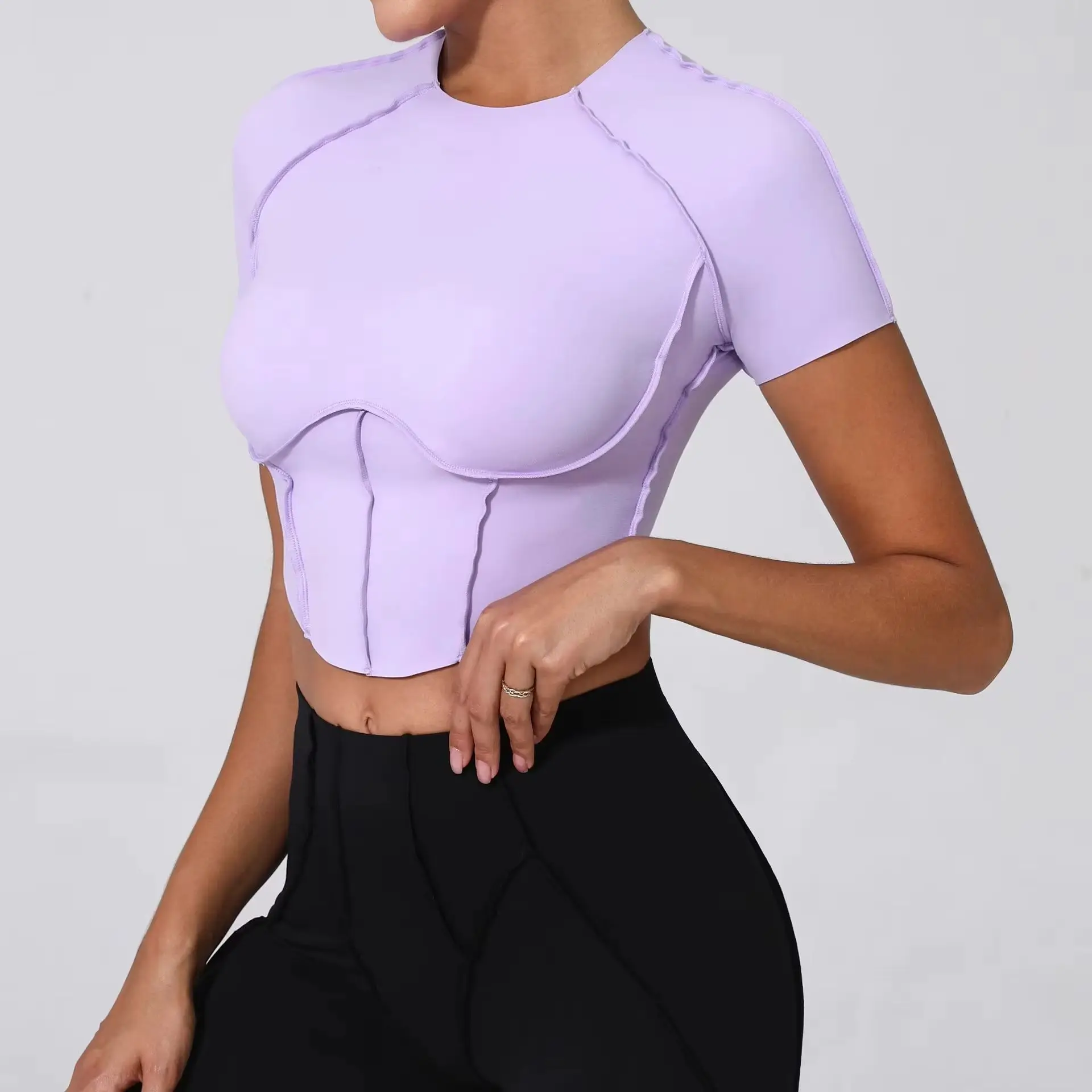 

Women Sexy Clothing Yoga Top High Elastic Gym Push Up Top Workout Running Sport TShirt Fitness Clothing Short Sleeve Yoga Shirt