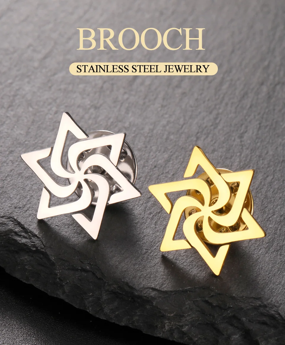 Dawapara Spiral Judentum Davidstern Brosche Pins Hexagramm Wirbel Raelian Unendlichkeitssymbol Edelstahl Schmuck – Detail 1