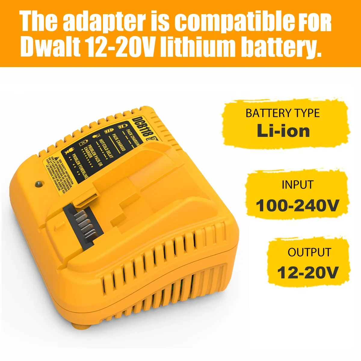 DCB118 DCB102 battery charger for Dewalt Battery 12V 14.4V 18V 20V DCB207 DCB206 DCB205 DCB200 DCB180 DCB181 DCB120 DCB127