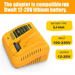 Chargeur de batterie au lithium pour Dewalt, DCB118, DCB112, DCB206, DCB205, DCB204, DCB203, DCB120, DCBknit, DCB115, DCB105, 10.8V, 12V, 14.4V, 18V, 20V