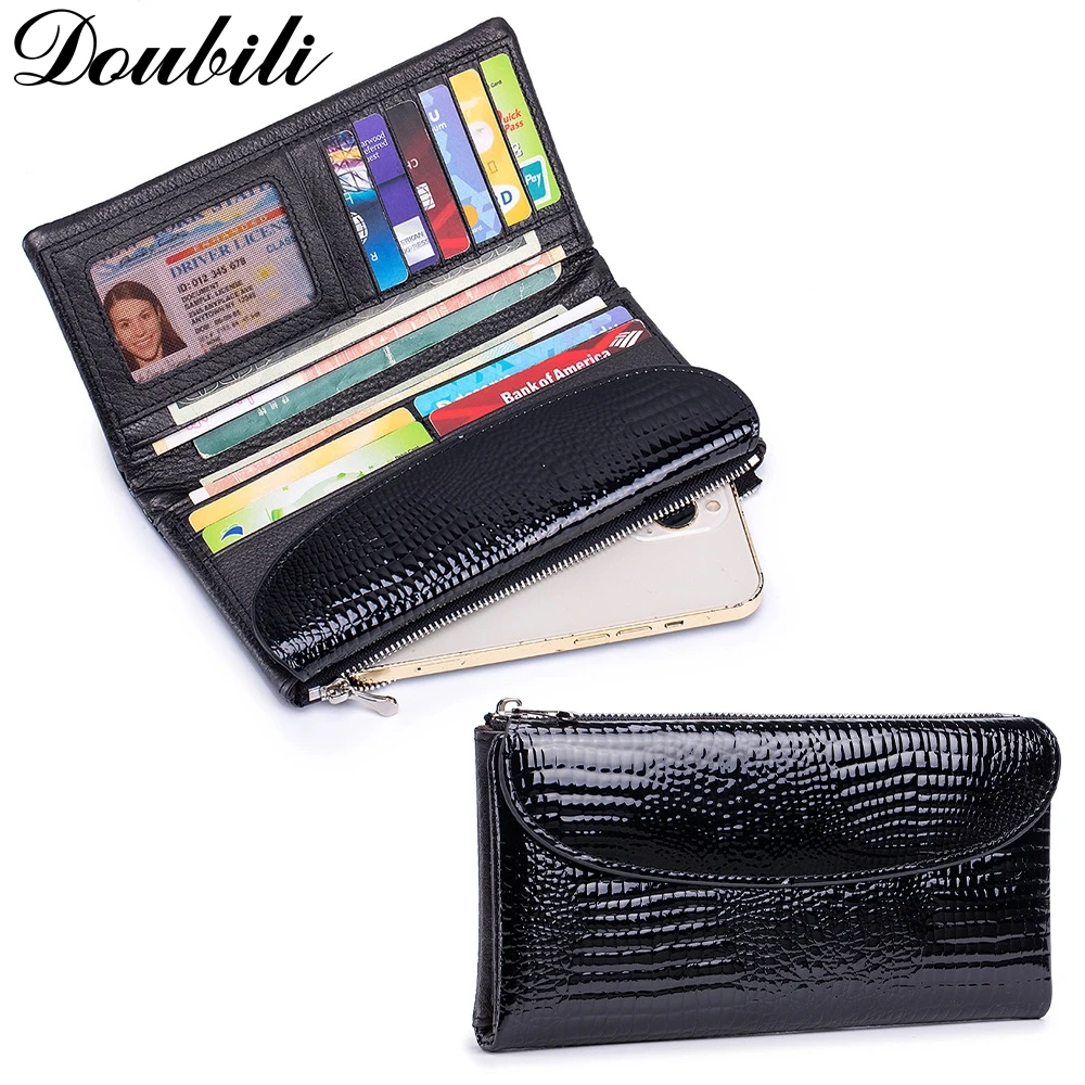 

Doubili Crocodile patterned wallet patent leather wallet women's handbag fashionable new style, suitable for various occasions