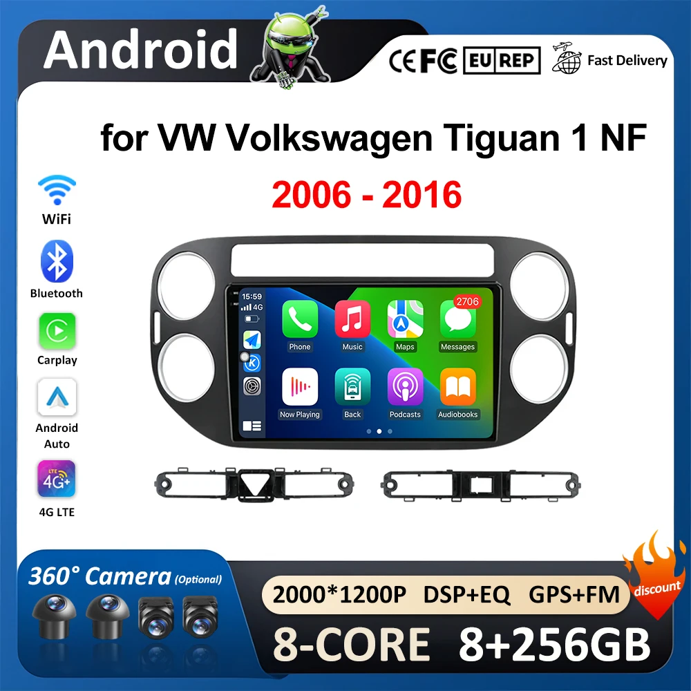 

GPS-навигатор для VW Volkswagen Tiguan 1 NF 2006 2007 2008 - 2016 Автомобильный видео мультимедийный плеер авторадио аксессуары BT WIFI Carplay