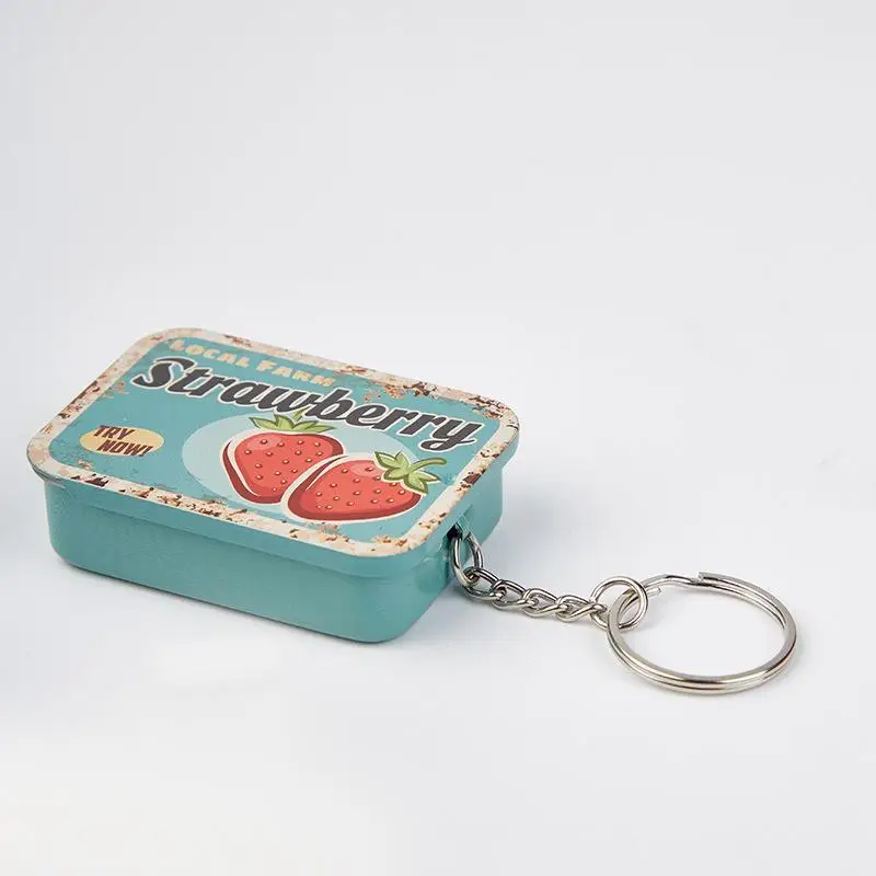 New 1Pc Rectangular Slide Top Containers Push-Pull Tin Box For Lip Balm Empty Metal Storage Boxes With Sliding Lids With Keyring