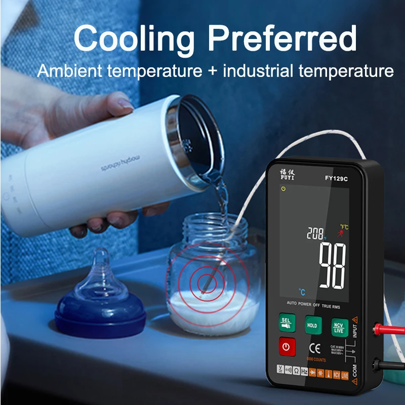 FUYI 129C New 9999 Counts Digital Multimeter Smart Auto Range  Ohm Hz Capacitance True RMS AC DC DMM LCD Backlight Multimetro