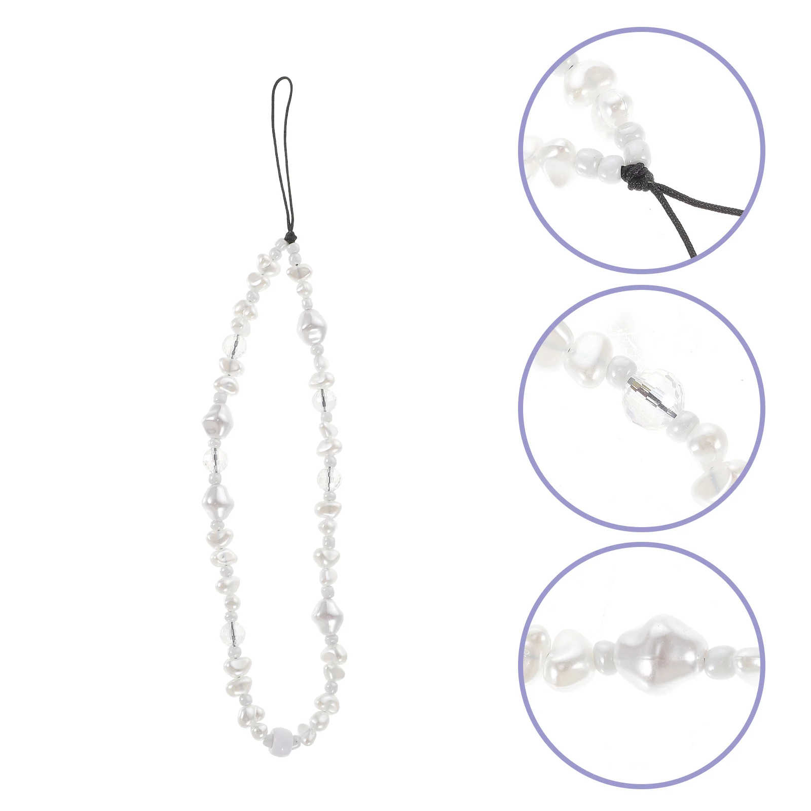 

Van Mobile Phone Straps Lanyards Pearl Beads Rope Imitation Pearls Beaded Charms Case