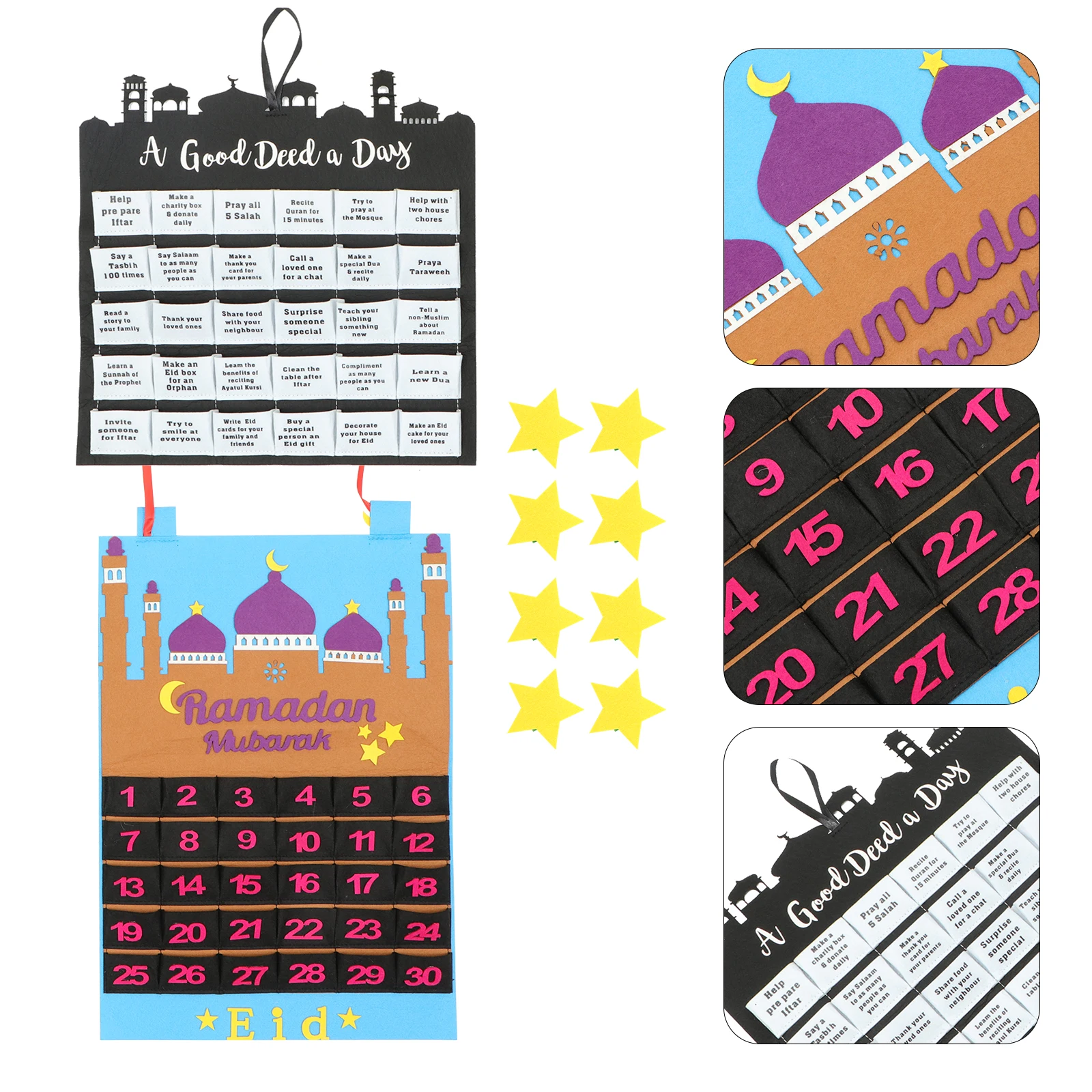 

Countdown Calendar Ramadan Hanging Decor Ornament Festival Hangings Wall Decorative
