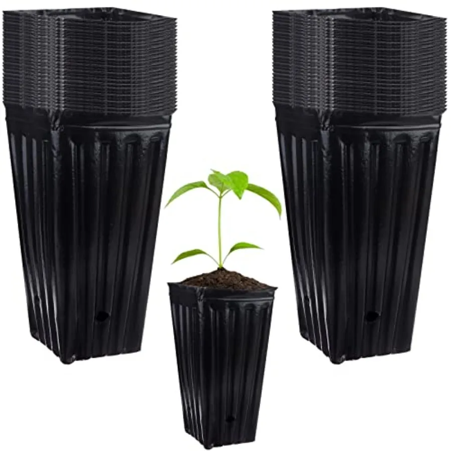 

70Pcs Tall Tree Pots 7.84 In Plastic Deep Nursery Treepots Tall Seedling Flower Plant Container Pots with Drainage Holes Seedli