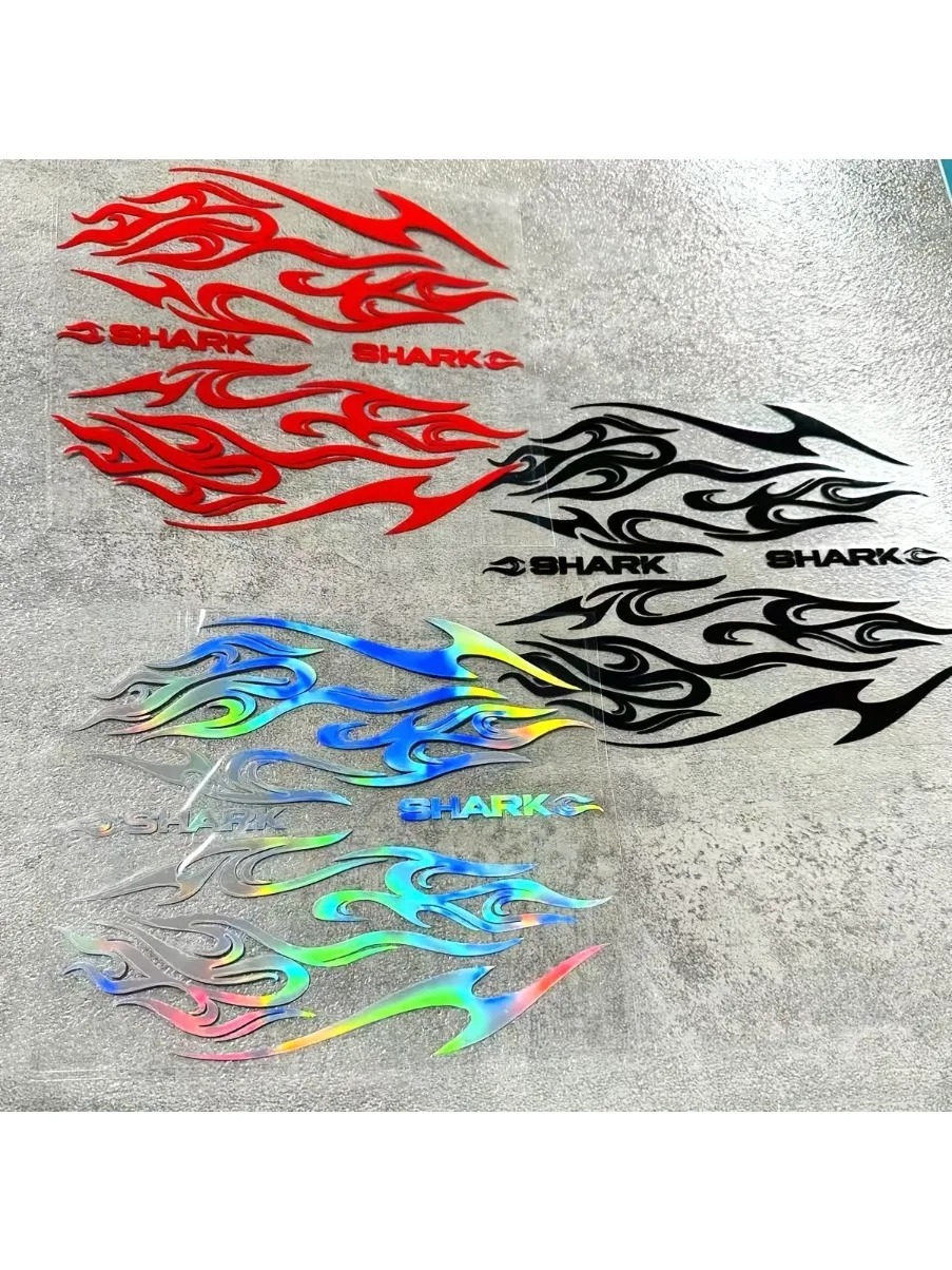 AliExpress NONE 2D Flat SHARK Flame Motorcycle Helmet Stickers, Durable Waterproof Red Vinyl Decals for Helmet & Bike Body