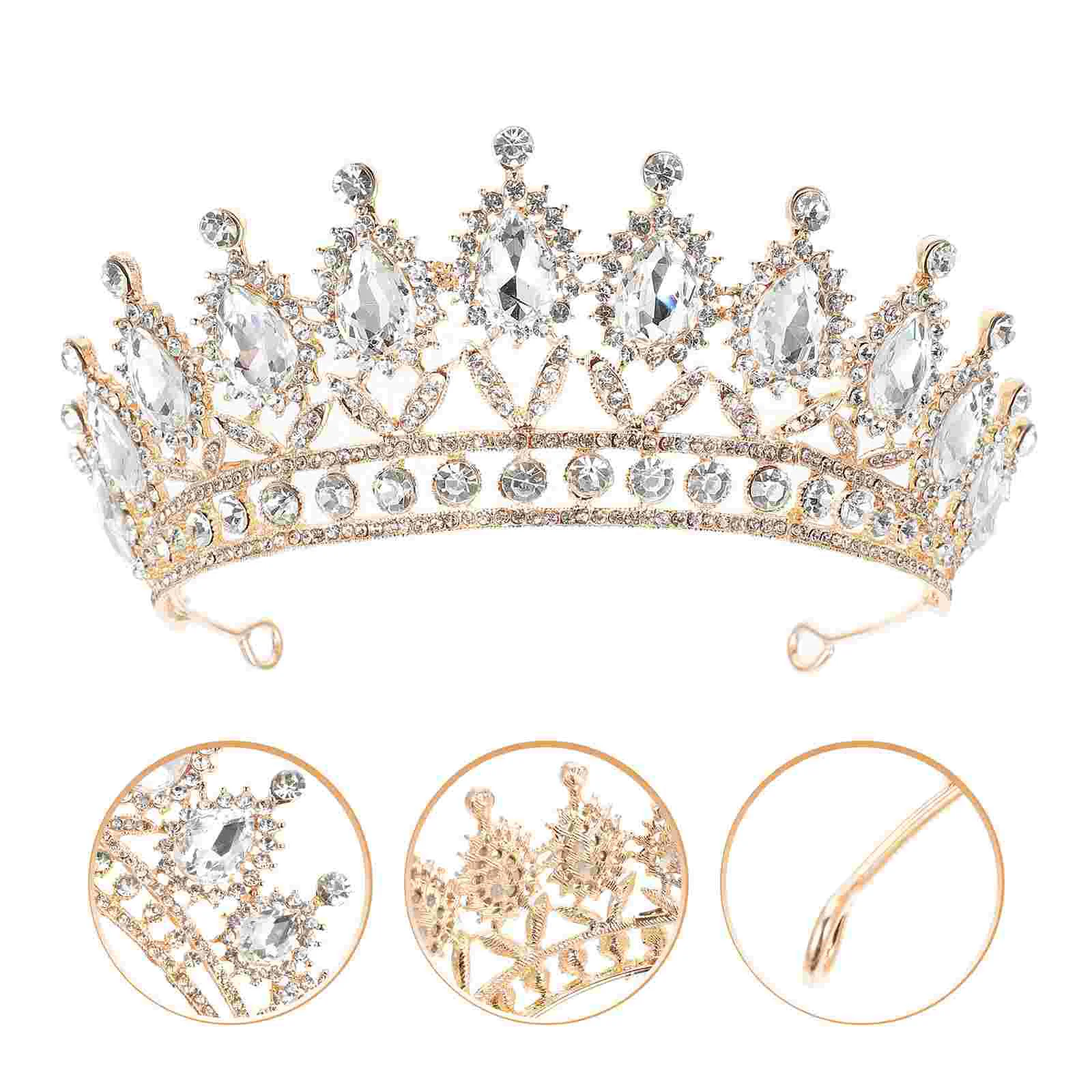 

Bridal Tiara Attractive Crown Head Decor Jewelry Princess Headpiece Alloy Exquisite Rhinestone