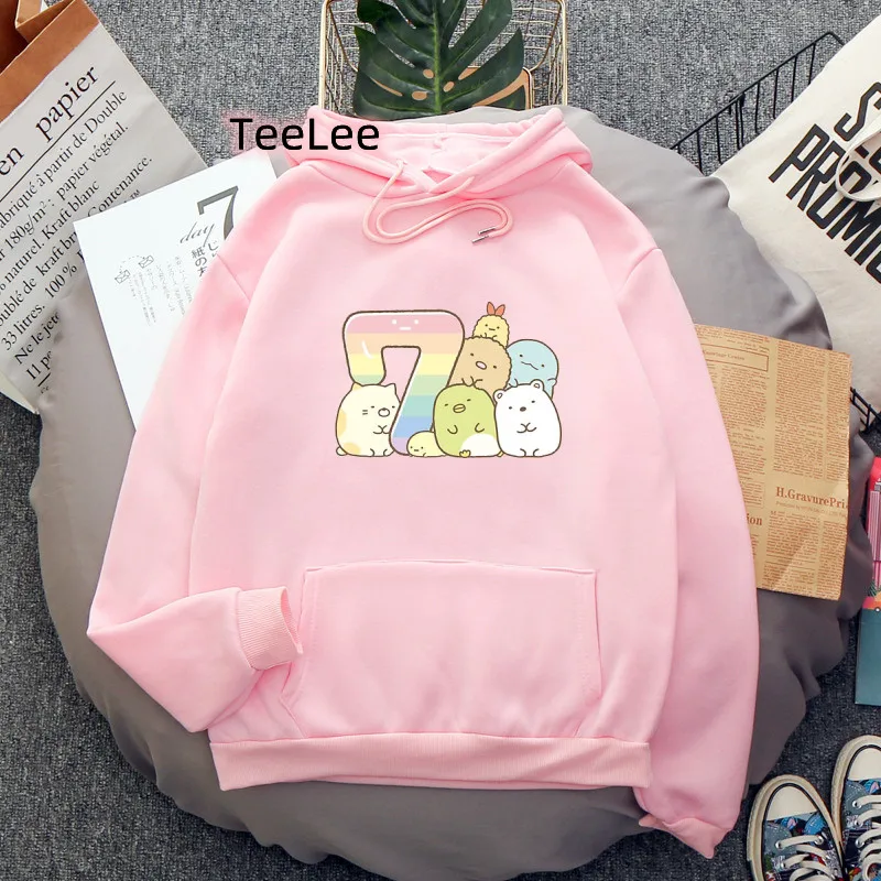 

Anime Sumikko Gurashi Hoodies Aesthetic Spring/Autumn Pink Women Clothes Sweatshirt Vintage kawaii Hoodie Cute Cartoon Tops