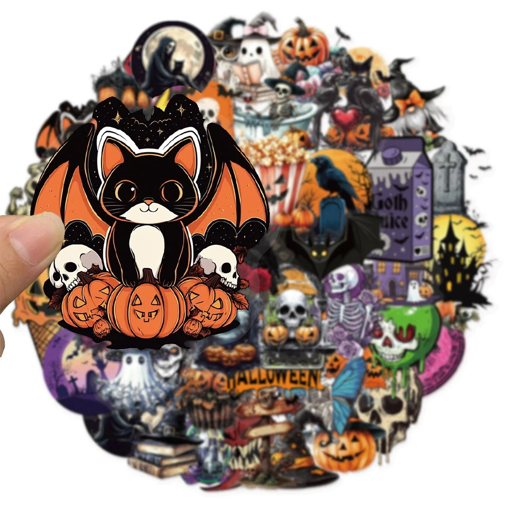 

10/30/50pcs Horror Halloween Graffiti Stickers Transparent PET Waterproof Sticker Laptop Helmet Phone Cool Cartoon Gothic Decals