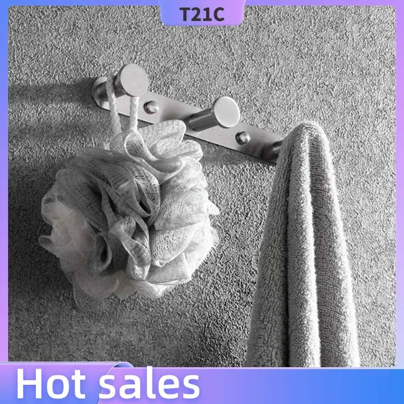 

T21C 2X Towel Hook Stainless Steel, Robe Hook Wall Mount Drilled, Coat Hook Wall Hook Drilling,Door Hook Silver 3 Hook